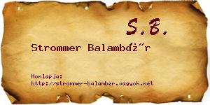 Strommer Balambér névjegykártya